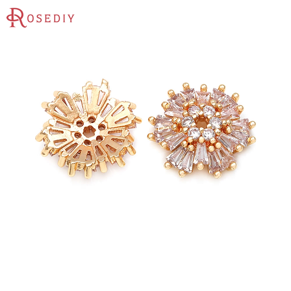 Bead Cap Flower - Cuentas de latón con circonitas en