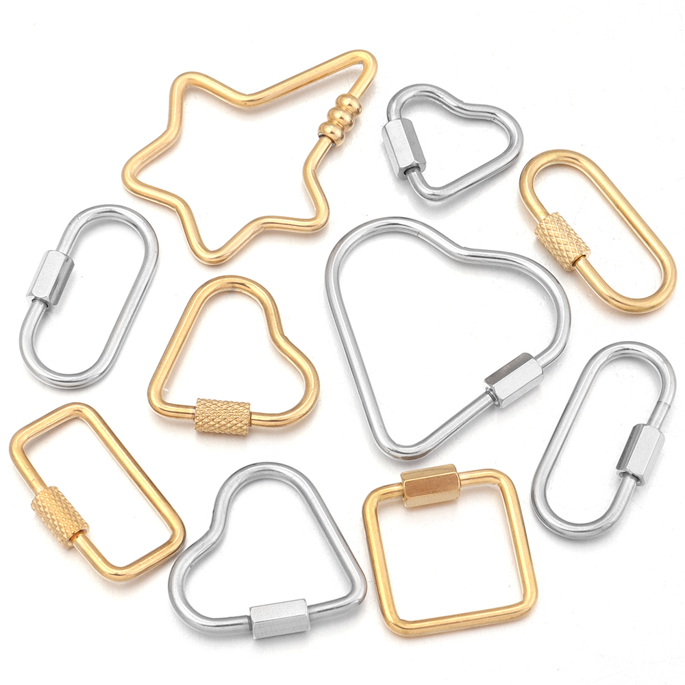 Jewelry Making Ideas - 2pcs Oro Acero inoxidable Corazón tornillo