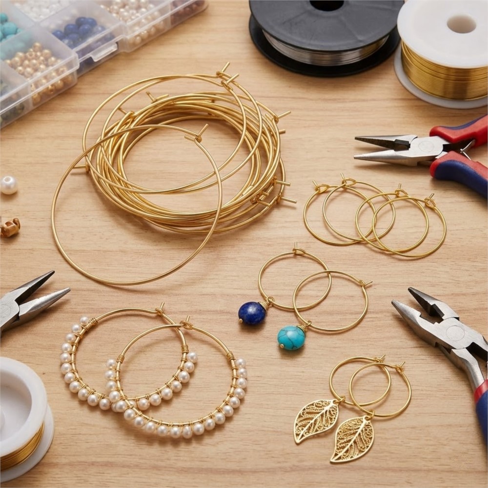50 Piezas de Aros de Acero Ino - Jewelry Making Gold Wire reseña y precio
